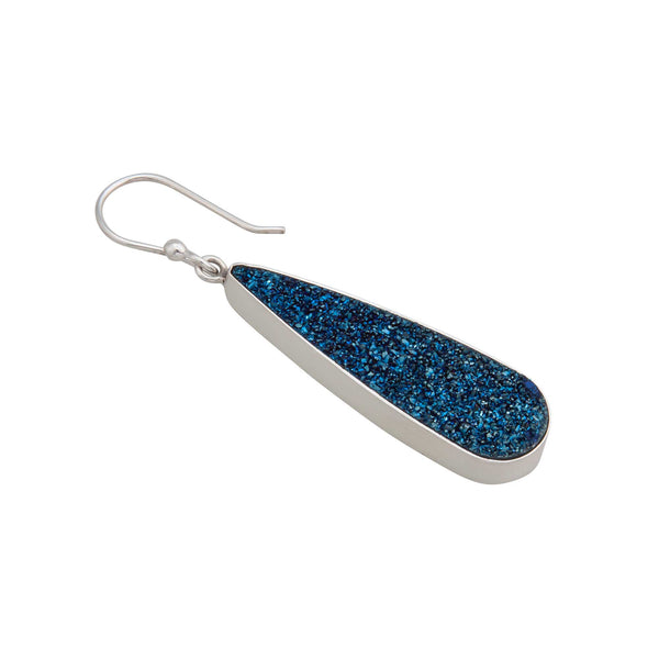 Charles Albert Sterling Silver Cobalt Blue Druzy Teardrop Earrings Sterling Silver Earrings