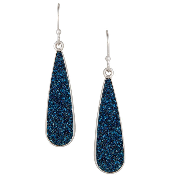 Charles Albert Sterling Silver Cobalt Blue Druzy Teardrop Earrings Sterling Silver Earrings