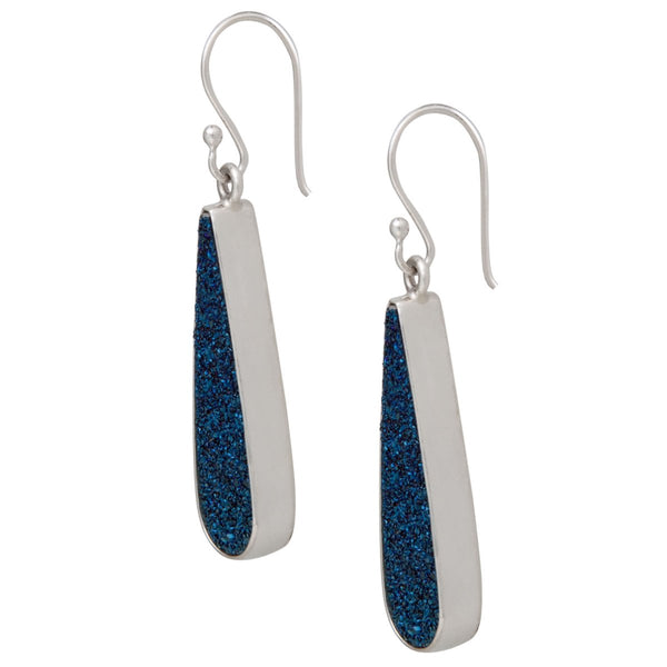 Charles Albert Sterling Silver Cobalt Blue Druzy Teardrop Earrings Sterling Silver Earrings