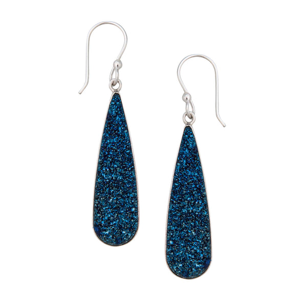 charles albert Sterling Silver Cobalt Blue Druzy Teardrop Earrings Sterling Silver Earrings