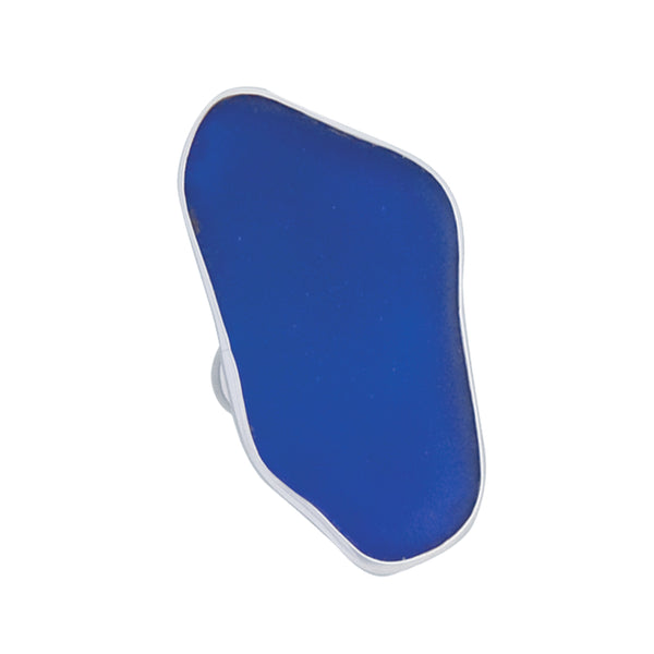 Charles Albert Sterling Silver Cobalt Blue Recycled Glass Adjustable Ring Sterling Silver Rings
