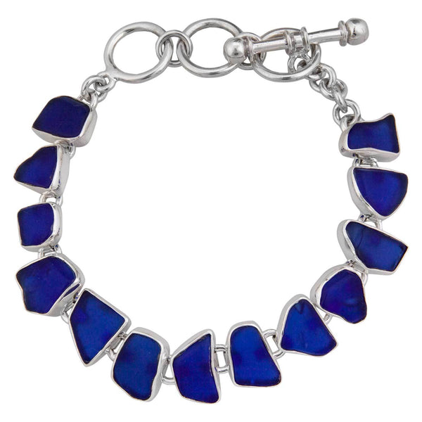 charles albert Sterling Silver Cobalt Blue Recycled Glass Bracelet Sterling Silver Bracelets + Cuffs