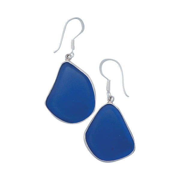 Charles Albert Sterling Silver Cobalt Blue Recycled Glass Drop Earrings Sterling Silver Earrings