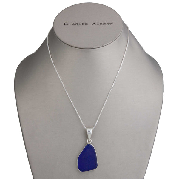 Charles Albert Sterling Silver Cobalt Blue Recycled Glass Pendant Sterling Silver Pendants