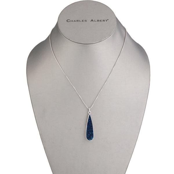 Charles Albert Sterling Silver Cobalt Druzy Teardrop Pendant Sterling Silver Pendants