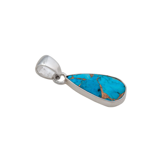 Charles Albert Sterling Silver Copper Infused Turquoise Teardrop Pendant Sterling Silver Pendants