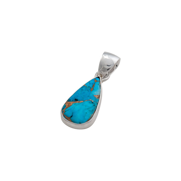 Charles Albert Sterling Silver Copper Infused Turquoise Teardrop Pendant Sterling Silver Pendants