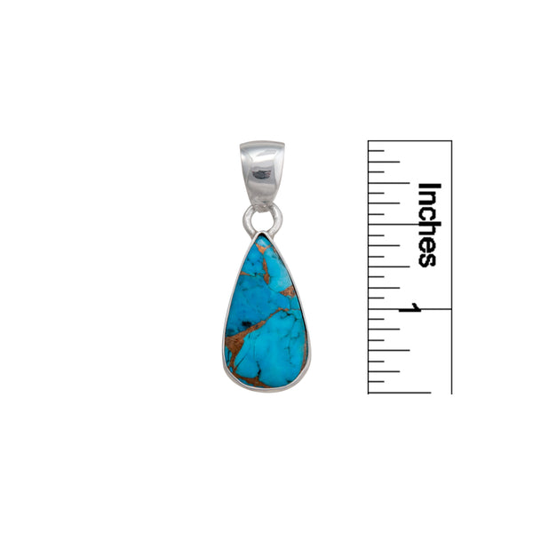 Charles Albert Sterling Silver Copper Infused Turquoise Teardrop Pendant Sterling Silver Pendants