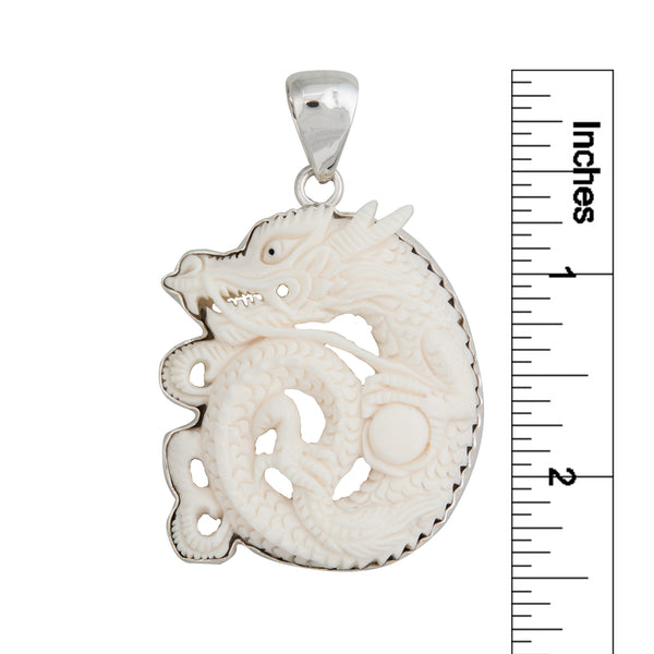 Charles Albert Sterling Silver Curled Dragon Bone Pendant Sterling Silver Pendants