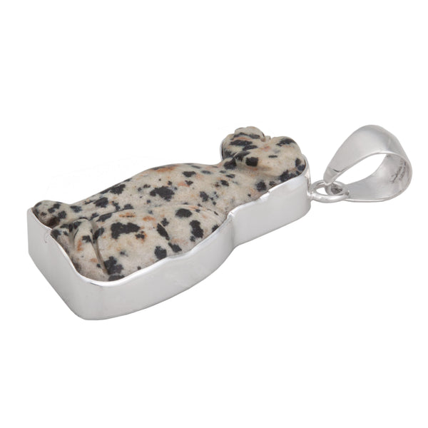 Charles Albert Sterling Silver Dalmatian Jasper Dog Pendant Sterling Silver Pendants