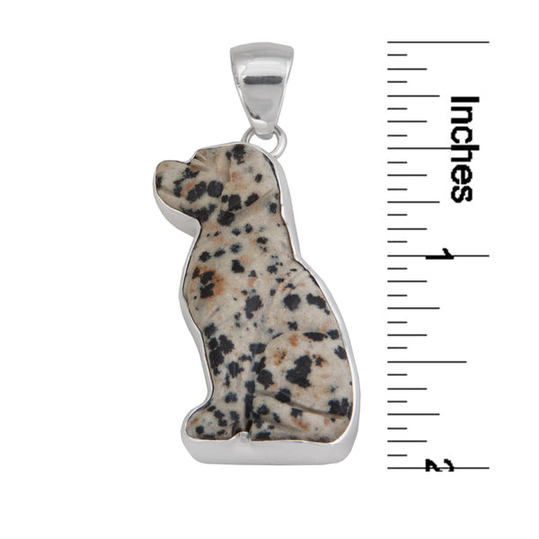 Charles Albert Sterling Silver Dalmatian Jasper Dog Pendant Sterling Silver Pendants