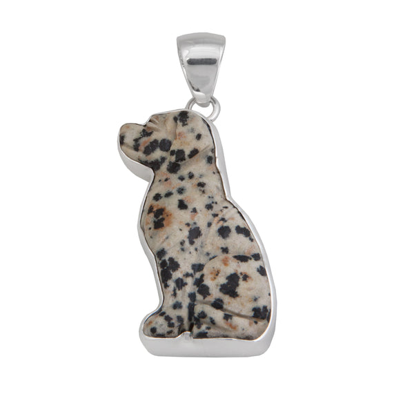 charles albert Sterling Silver Dalmatian Jasper Dog Pendant Sterling Silver Pendants