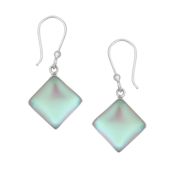 charles albert Sterling Silver Diamond Shape Luminite Drop Earrings Sterling Silver Earrings
