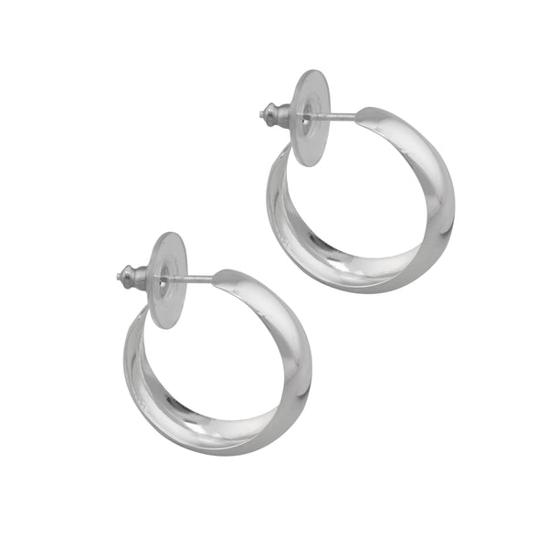 charles albert Sterling Silver Dome Hoop Post Earrings Sterling Silver Earrings