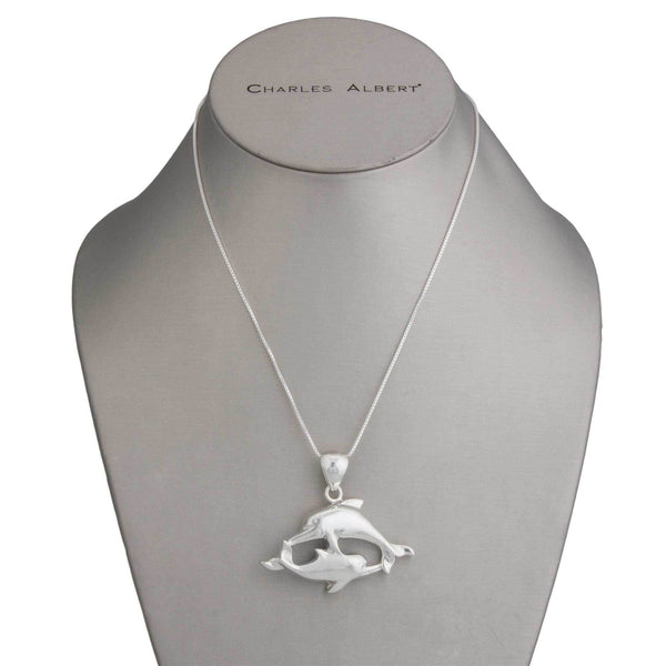 Charles Albert Sterling Silver Double Dolphin Pendant Sterling Silver Pendants