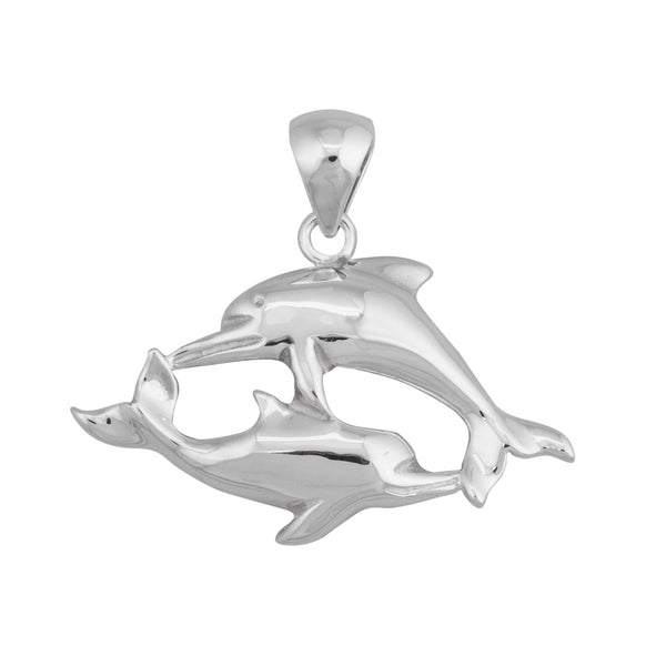 charles albert Sterling Silver Double Dolphin Pendant Sterling Silver Pendants