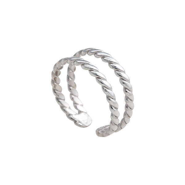 Charles Albert Sterling Silver Double Twisted Adjustable Cuff Ring Sterling Silver Rings