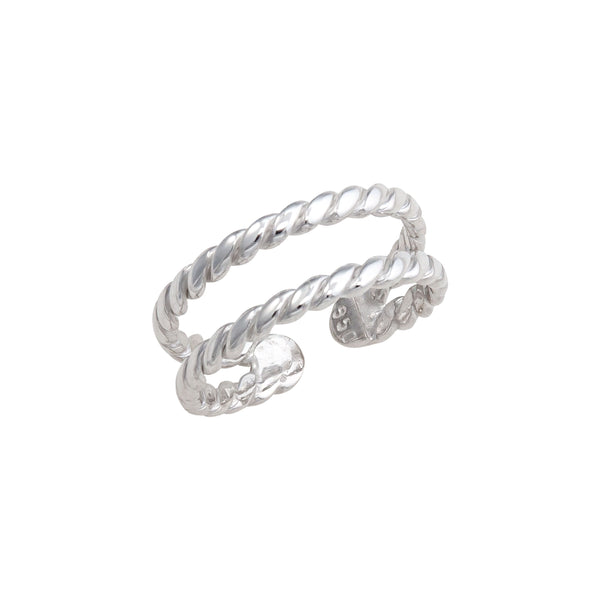 charles albert Sterling Silver Double Twisted Adjustable Cuff Ring Sterling Silver Rings