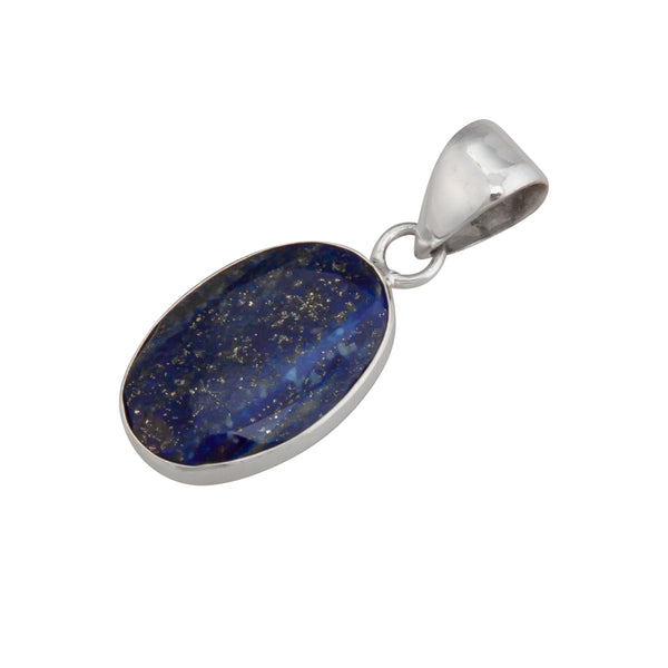 Charles Albert Sterling Silver Faceted Lapis Lazuli Oval Pendant Sterling Silver Pendants