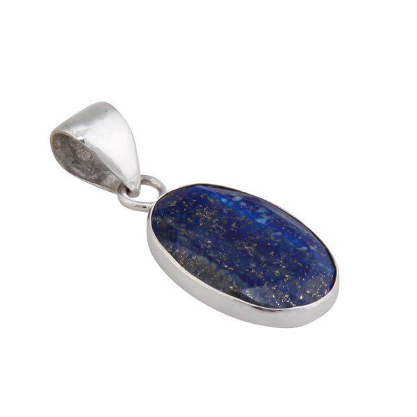 Charles Albert Sterling Silver Faceted Lapis Lazuli Oval Pendant Sterling Silver Pendants