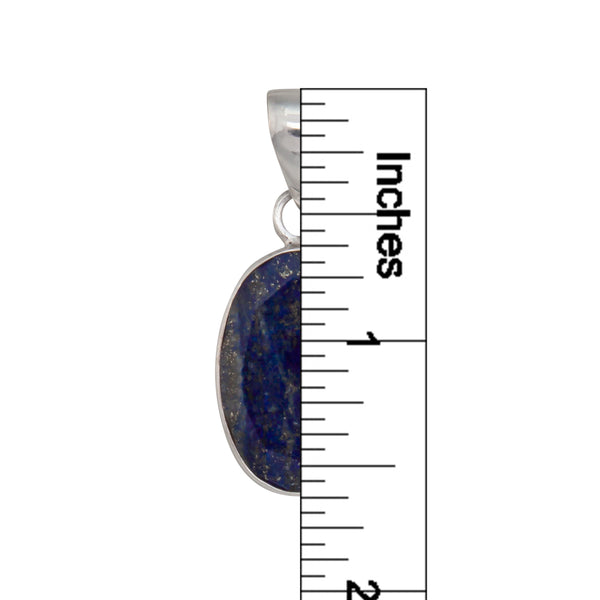 Charles Albert Sterling Silver Faceted Lapis Lazuli Oval Pendant Sterling Silver Pendants