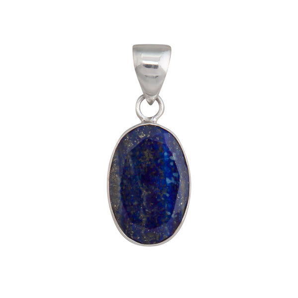 charles albert Sterling Silver Faceted Lapis Lazuli Oval Pendant Sterling Silver Pendants