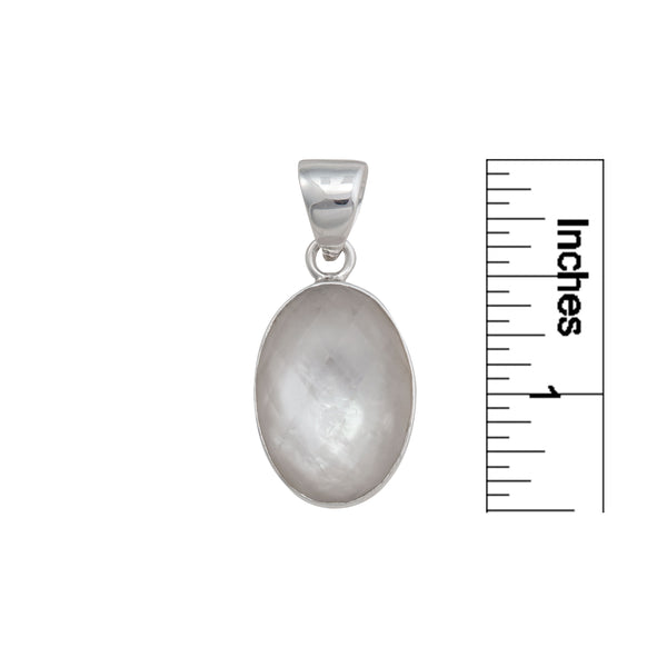 Charles Albert Sterling Silver Faceted Mother Of Pearl Oval Pendant Sterling Silver Pendants