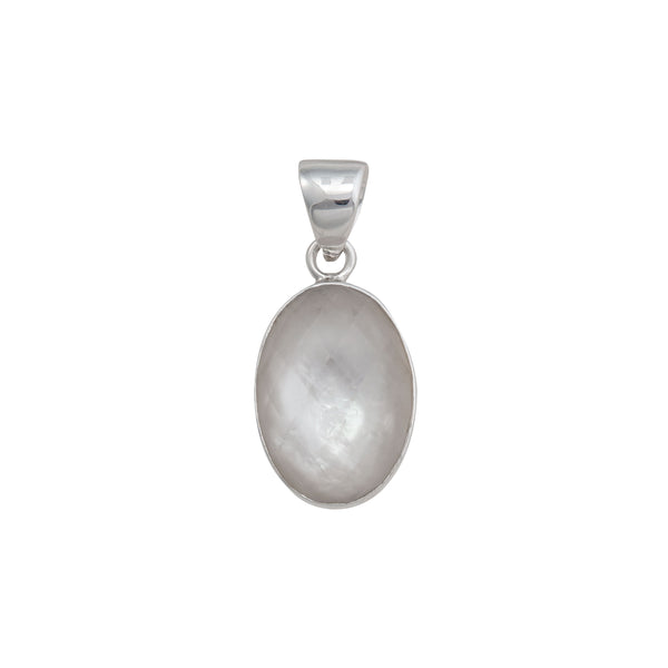 charles albert Sterling Silver Faceted Mother of Pearl Oval Pendant Sterling Silver Pendants