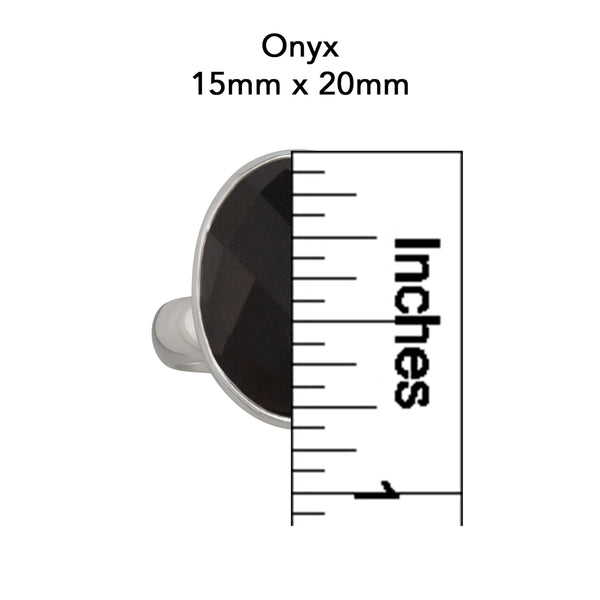 Charles Albert Sterling Silver Faceted Onyx Adjustable Ring Sterling Silver Rings