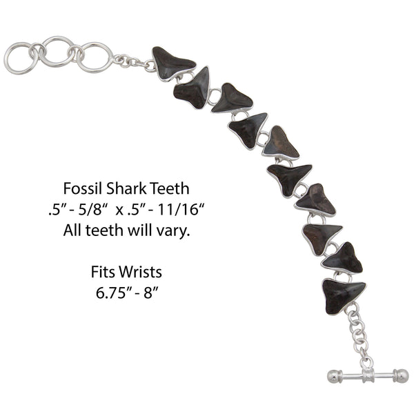 Charles Albert Sterling Silver Fossil Shark Teeth Bracelet Sterling Silver Bracelets + Cuffs
