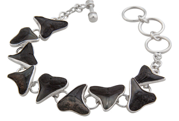 Charles Albert Sterling Silver Fossil Shark Teeth Bracelet Sterling Silver Bracelets + Cuffs