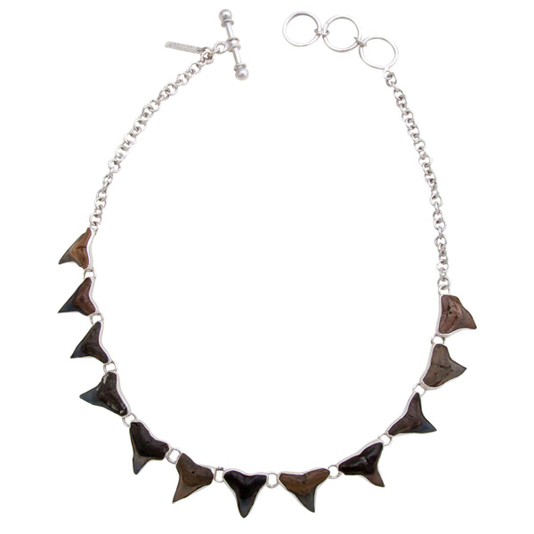 charles albert Sterling Silver Fossil Shark Teeth Necklace Sterling Silver Necklaces
