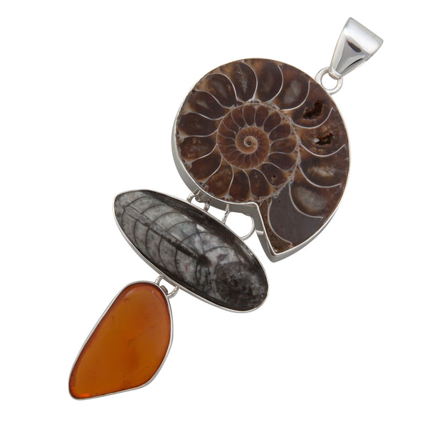 Charles Albert Sterling Silver Fossil Triple Pendant Sterling Silver Pendants