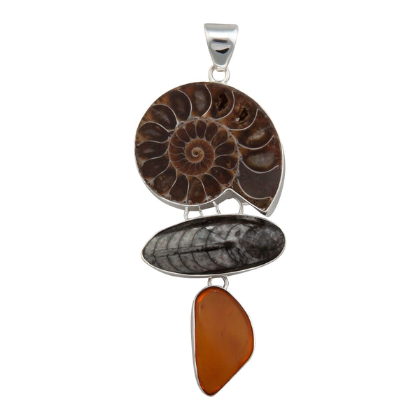 charles albert Sterling Silver Fossil Triple Pendant Sterling Silver Pendants