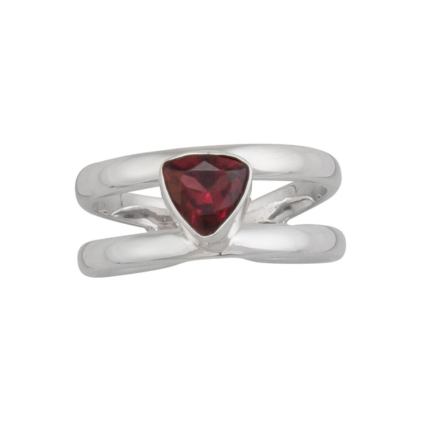 Charles Albert Sterling Silver Garnet Adjustable Cuff Ring Sterling Silver Rings