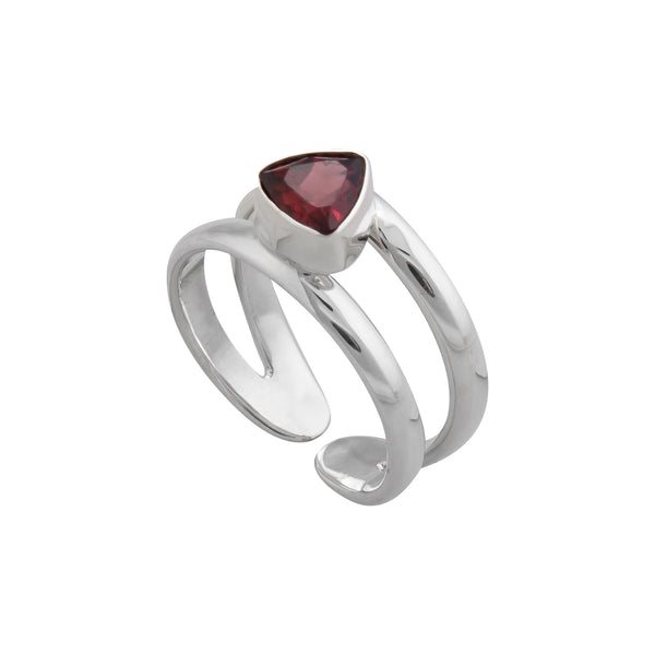 Charles Albert Sterling Silver Garnet Adjustable Cuff Ring Sterling Silver Rings
