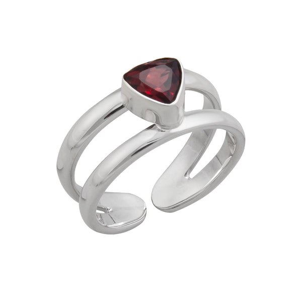 charles albert Sterling Silver Garnet Adjustable Cuff Ring Sterling Silver Rings