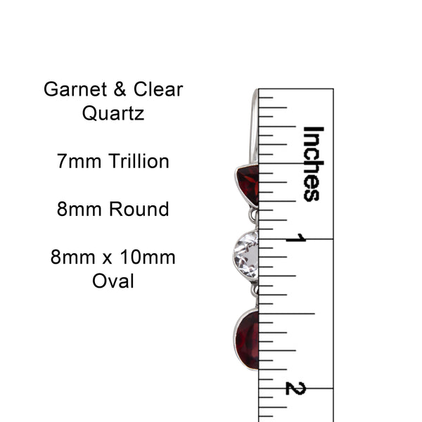 Charles Albert Sterling Silver Garnet And Quartz Drop Earrings Sterling Silver Earrings