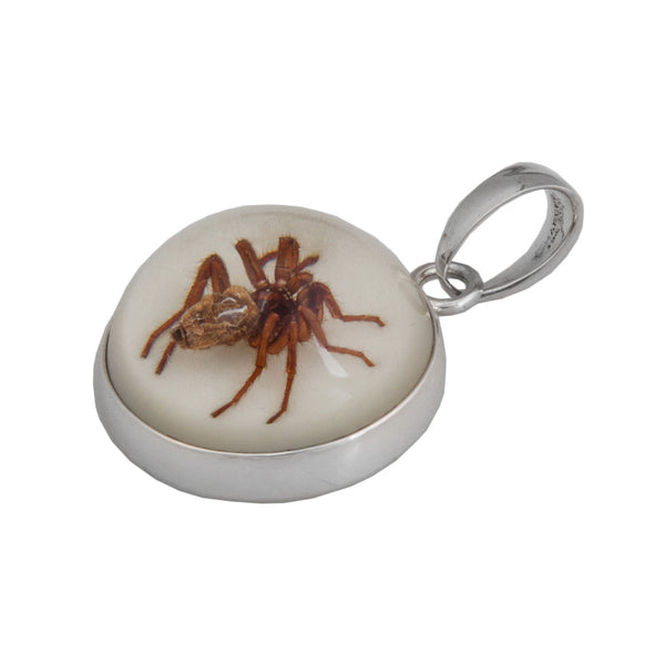 Charles Albert Sterling Silver Glow In The Dark Round Spider Pendant Sterling Silver Pendants