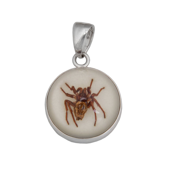 charles albert Sterling Silver Glow in the Dark Round Spider Pendant Sterling Silver Pendants