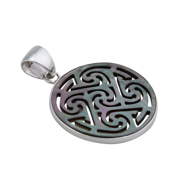 Charles Albert Sterling Silver Gray Mother Of Pearl Carved Pendant Sterling Silver Pendants