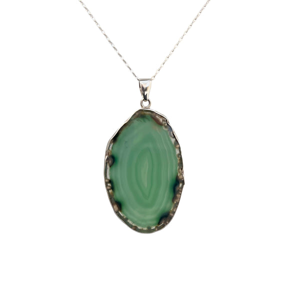 charles albert Sterling Silver Green Agate Slice Pendant 30% Off - Discontinued Items