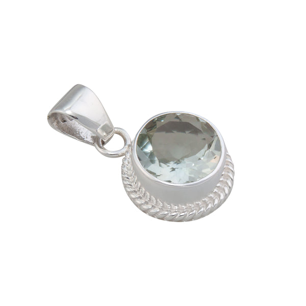 Charles Albert Sterling Silver Green Amethyst Round Rope Pendant Sterling Silver Pendants