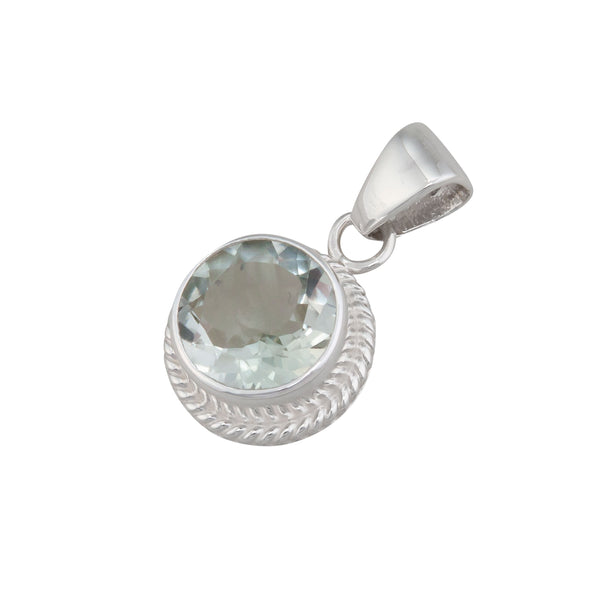 Charles Albert Sterling Silver Green Amethyst Round Rope Pendant Sterling Silver Pendants