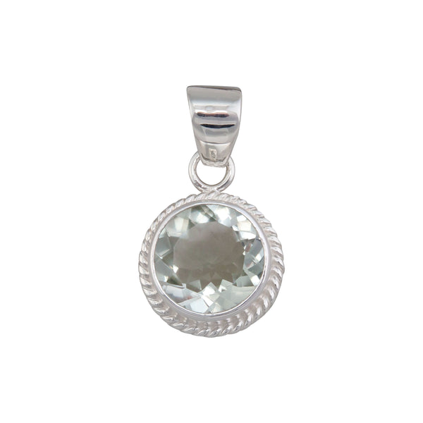 charles albert Sterling Silver Green Amethyst Round Rope Pendant Sterling Silver Pendants