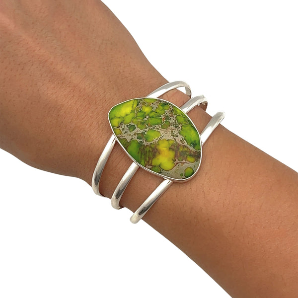 Charles Albert Sterling Silver Green Color-Enhanced Jasper Multi-Band Cuff 30% Off - Discontinued Items