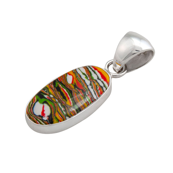 Charles Albert Sterling Silver Green Fordite Oval Pendant Sterling Silver Pendants