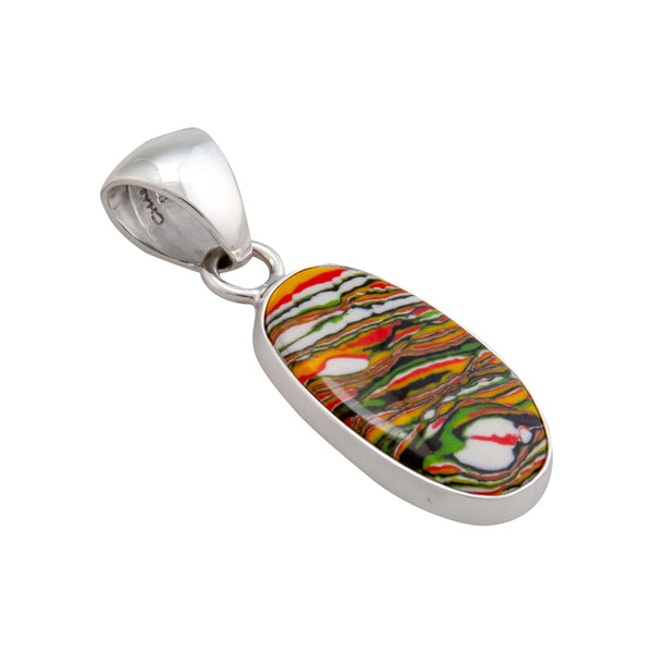 Charles Albert Sterling Silver Green Fordite Oval Pendant Sterling Silver Pendants
