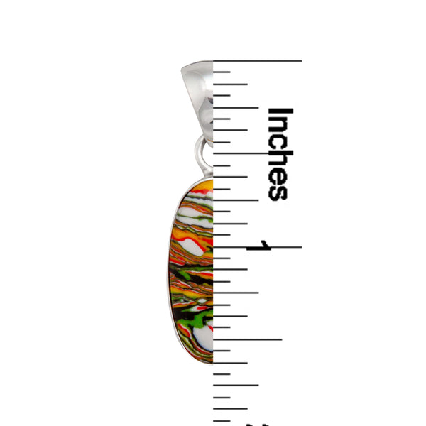 Charles Albert Sterling Silver Green Fordite Oval Pendant Sterling Silver Pendants