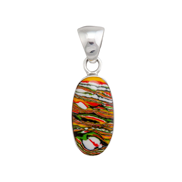 charles albert Sterling Silver Green Fordite Oval Pendant Sterling Silver Pendants